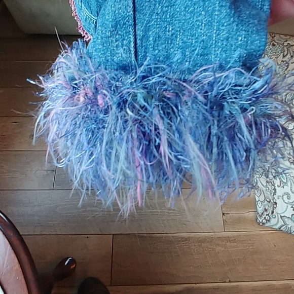 Faux fur jean jacket M - Picture 3 of 8